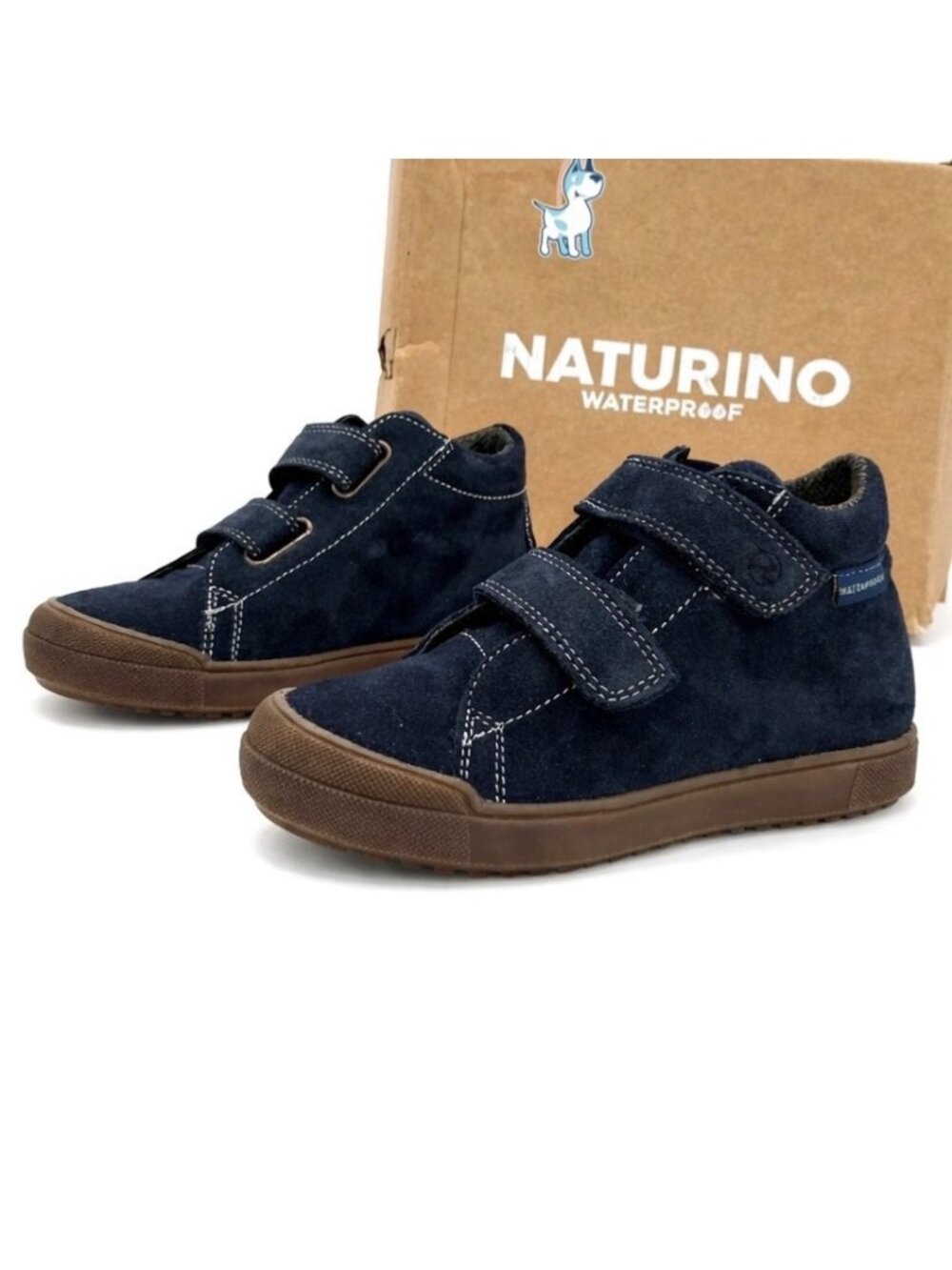 Kids Waterproof Suede Leather Boots Navy 2 Strap High Top Naturino EU 28 US 11